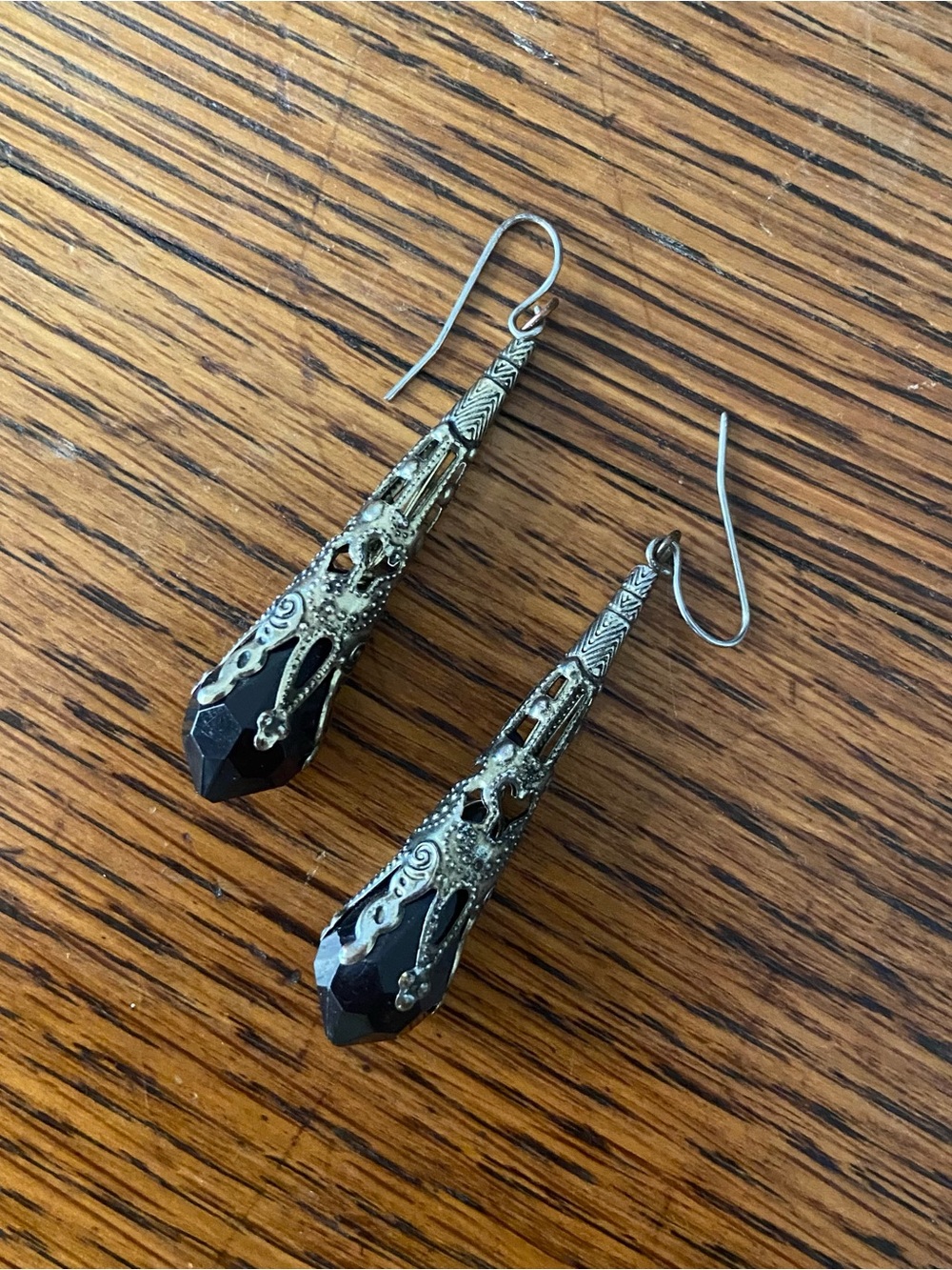 Witchy Vintage-Style Black Crystal Drop Earrings